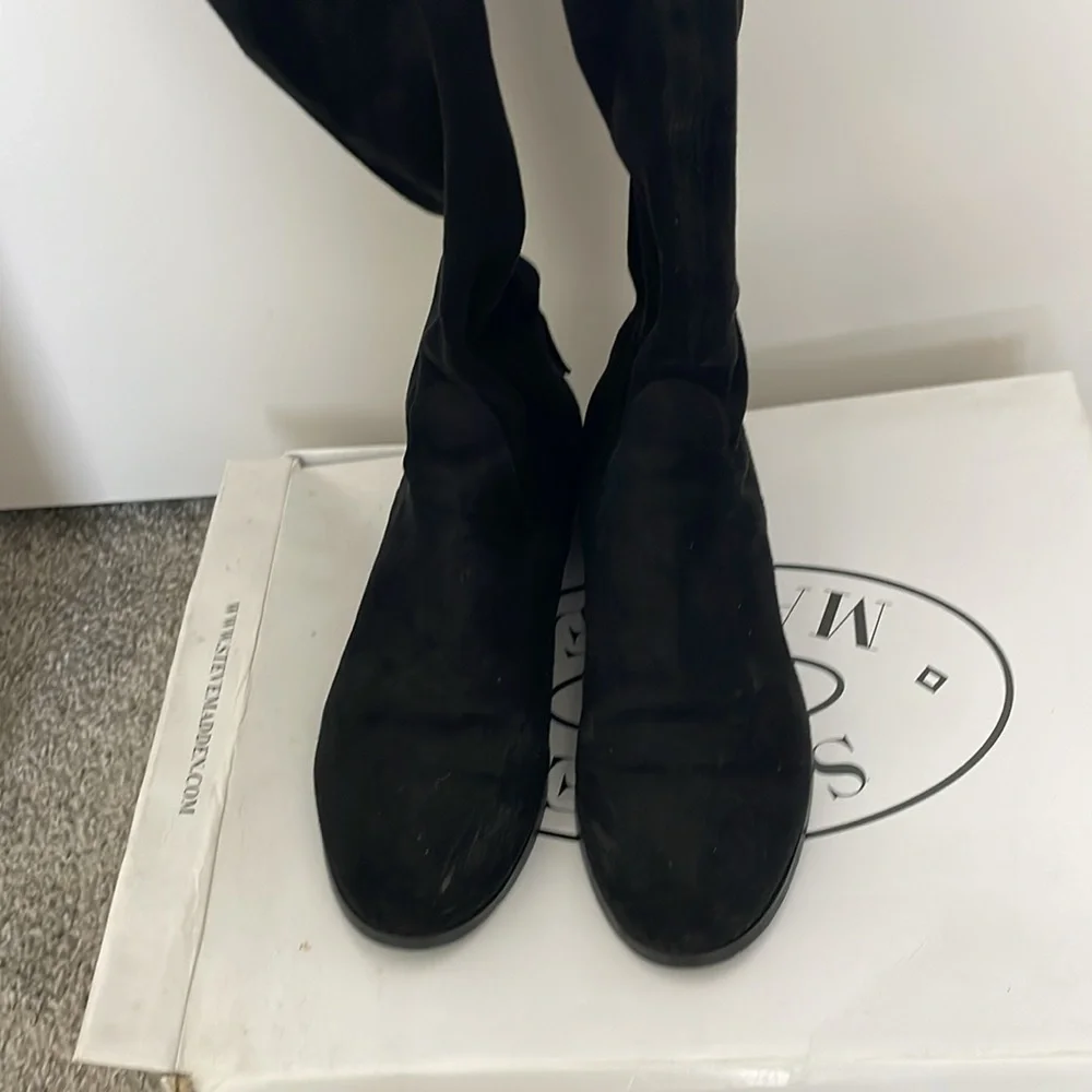 Steve Madden Women’s Odessa Black Suede Over the Knee Flat Boots - Size 7.5